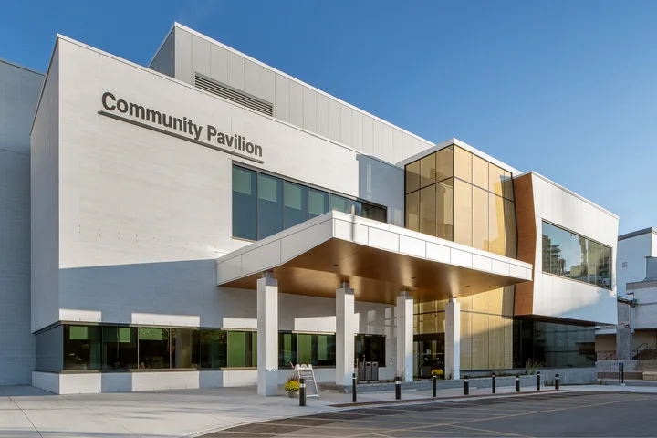 Community Pavilion at Waterloo Memorial Recreation Complex, photographed for the project architect’s page.